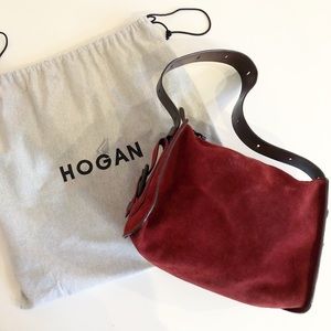 HOGAN Small Suede Bag, Wine/Burgandy